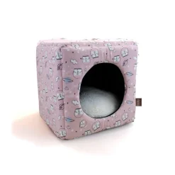 Leeby Cama Cueva Estampado Cómic Rosa para gatos