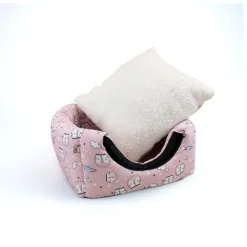 Leeby Cama Cueva Estampado Cómic Rosa para gatos