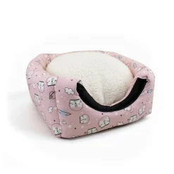 Leeby Cama Cueva Estampado Cómic Rosa para gatos