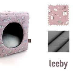 Leeby Cama Cueva Estampado Cómic Rosa para gatos