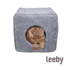 Leeby Cama Cueva Suave Gris para gatos Hot