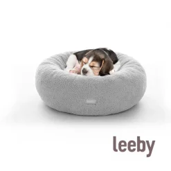 Leeby cama de pelo gris con ovejitas desenfundable para cachorros Best