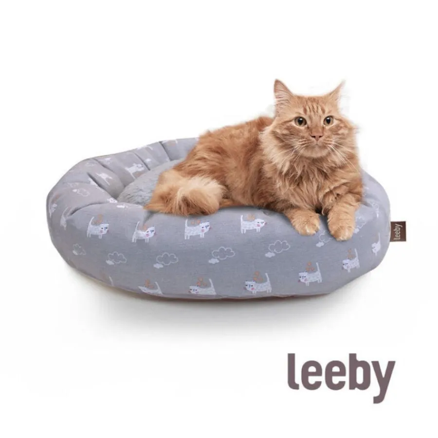 Leeby Cama Donut Antideslizante Gris para gatos Discount