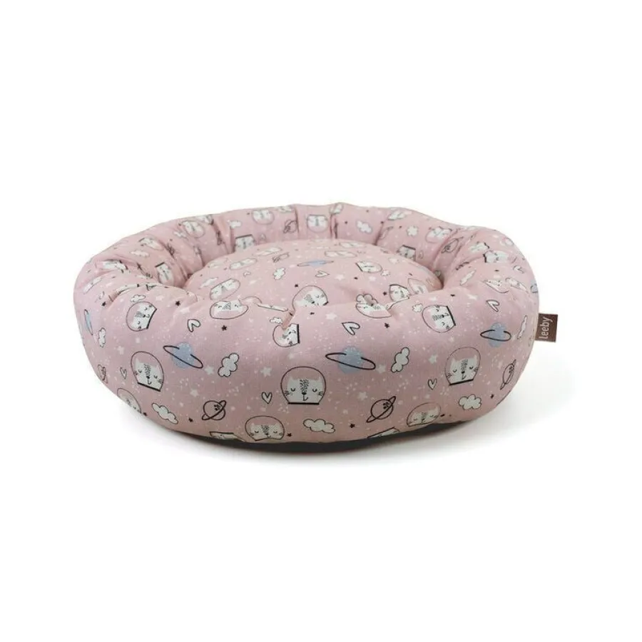 Leeby Cama Donut Antideslizante Estampado Comic Rosa para gatos Clearance