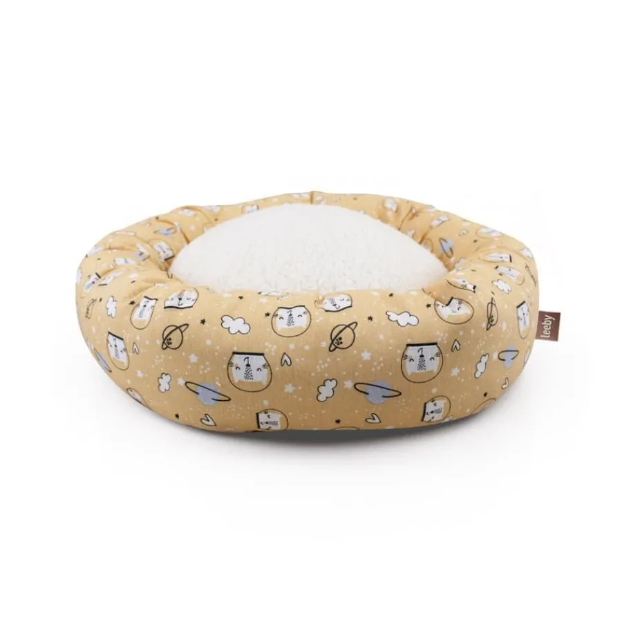 Leeby Cama Donut Antideslizante Estampado Comic Amarillo para gatos Hot