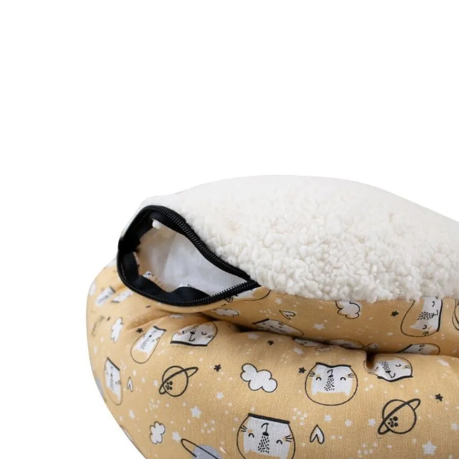 Leeby Cama Donut Antideslizante Estampado Comic Amarillo para gatos Hot