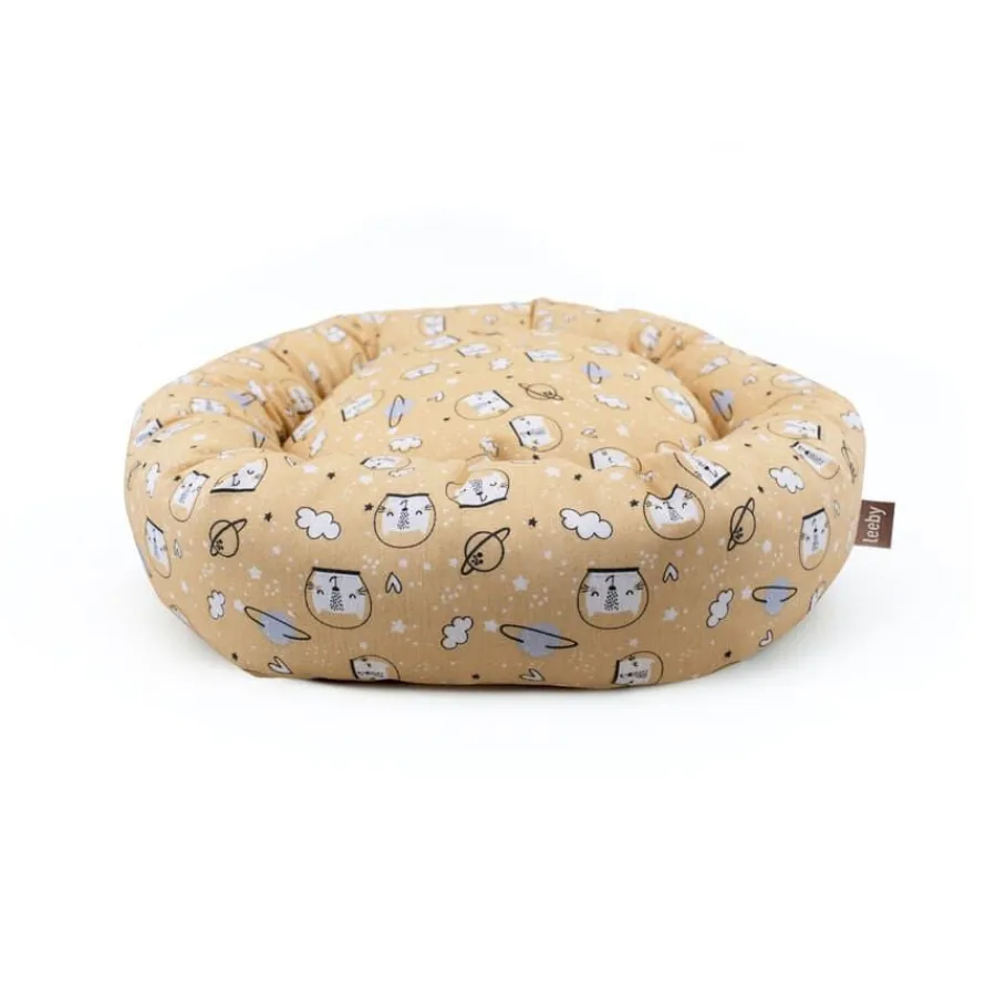 Leeby Cama Donut Antideslizante Estampado Comic Amarillo para gatos Hot