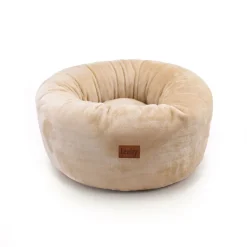 Leeby Cama Donut Premium Desenfundable de Terciopelo Blanco para gatos Discount