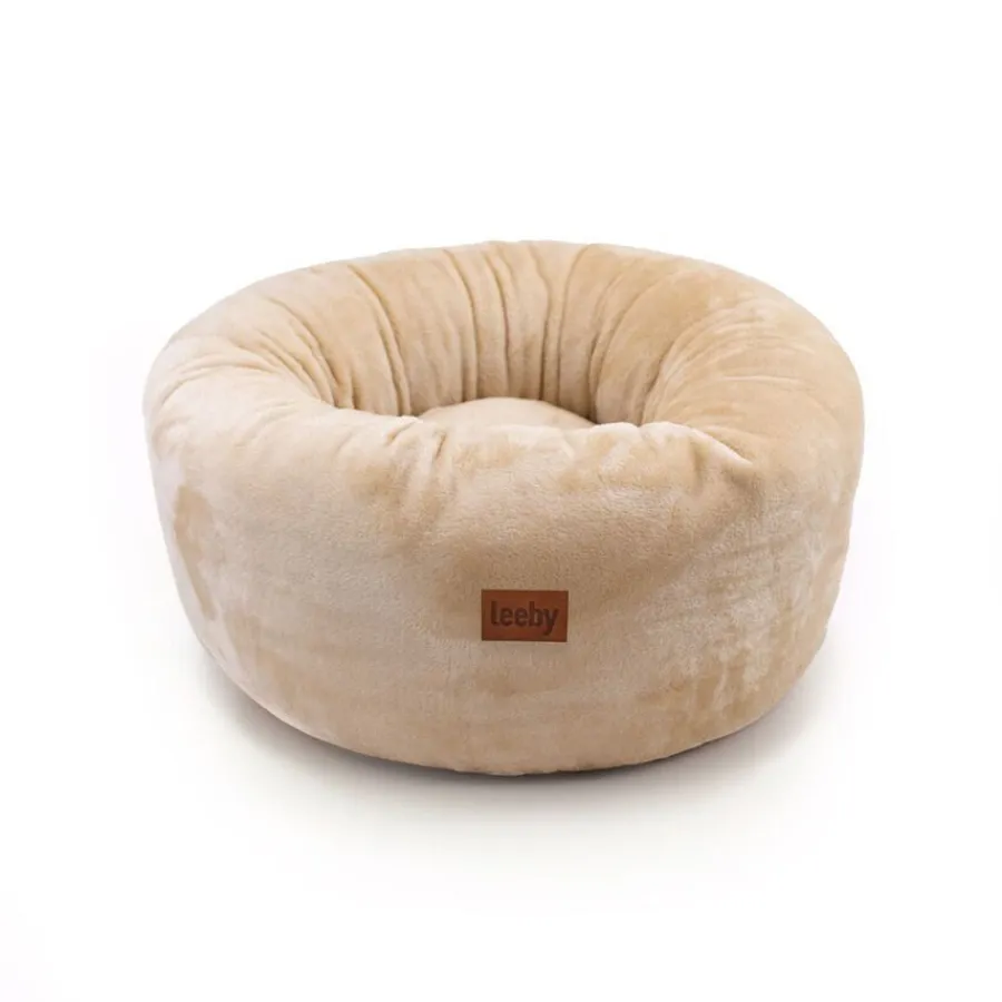 Leeby Cama Donut Premium Desenfundable de Terciopelo Blanco para gatos Discount