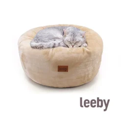Leeby Cama Donut Premium Desenfundable de Terciopelo Blanco para gatos Discount