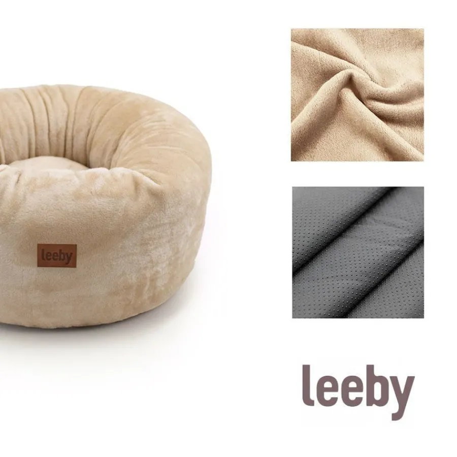 Leeby Cama Donut Premium Desenfundable de Terciopelo Blanco para gatos Discount