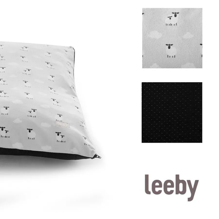 Leeby Cama gris con ovejitas desenfundable para cachorros Sale