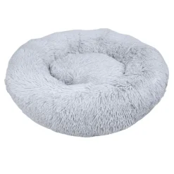 Leeby Cama Redonda Antiestrés de Pelo Gris para perros Sale
