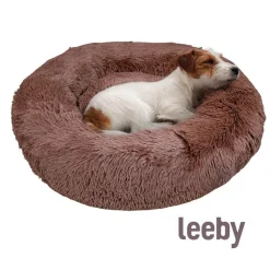 Leeby Cama Redonda Antiestrés Marrón para perros Discount