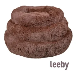 Leeby Cama Redonda Antiestrés Marrón para perros Discount