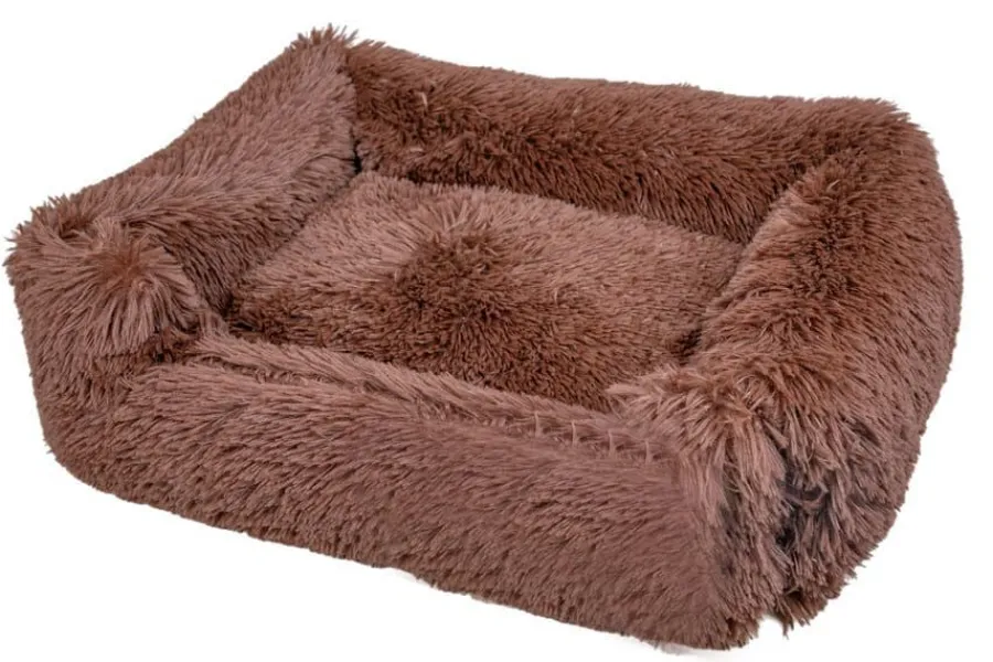 Leeby Cama Suave Antiestrés de Pelo Marrón para perros Online