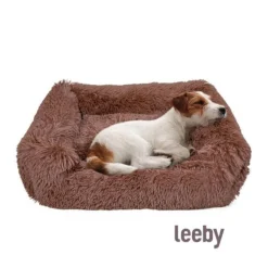 Leeby Cama Suave Antiestrés de Pelo Marrón para perros Online