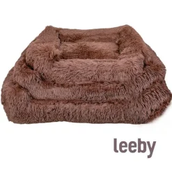 Leeby Cama Suave Antiestrés de Pelo Marrón para perros Online