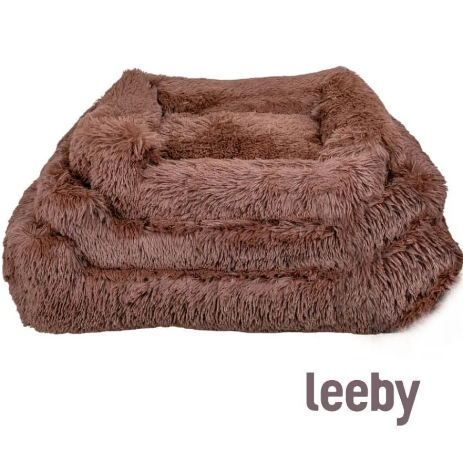 Leeby Cama Suave Antiestrés de Pelo Marrón para perros Online