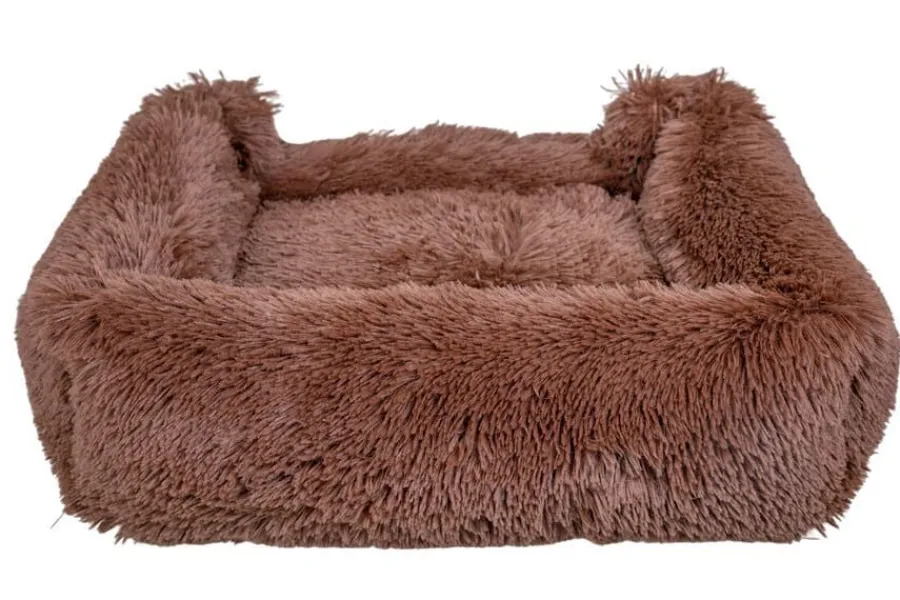 Leeby Cama Suave Antiestrés de Pelo Marrón para perros Online
