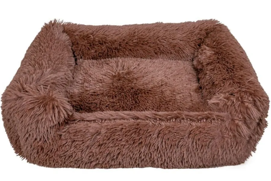 Leeby Cama Suave Antiestrés de Pelo Marrón para perros Online