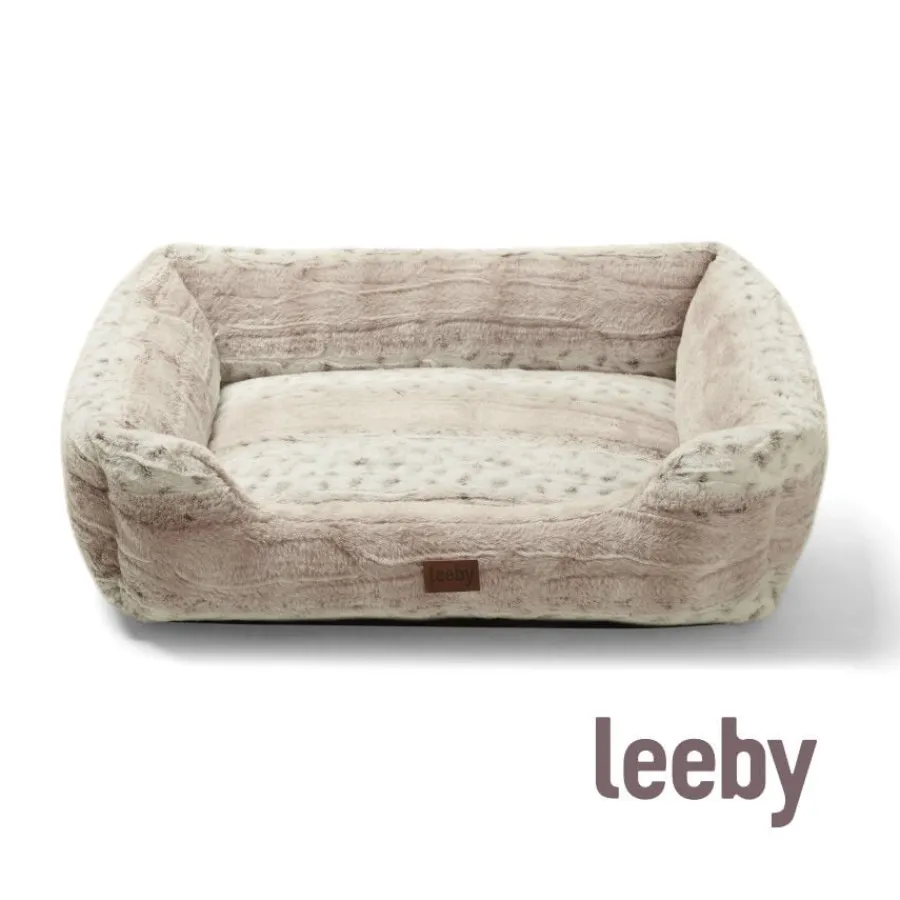 Leeby cama suave leopardo print para perros