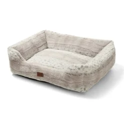 Leeby cama suave leopardo print para perros
