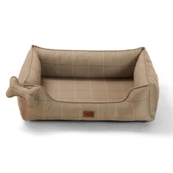 Leeby cama viscoelástica marrón rayas para perros New