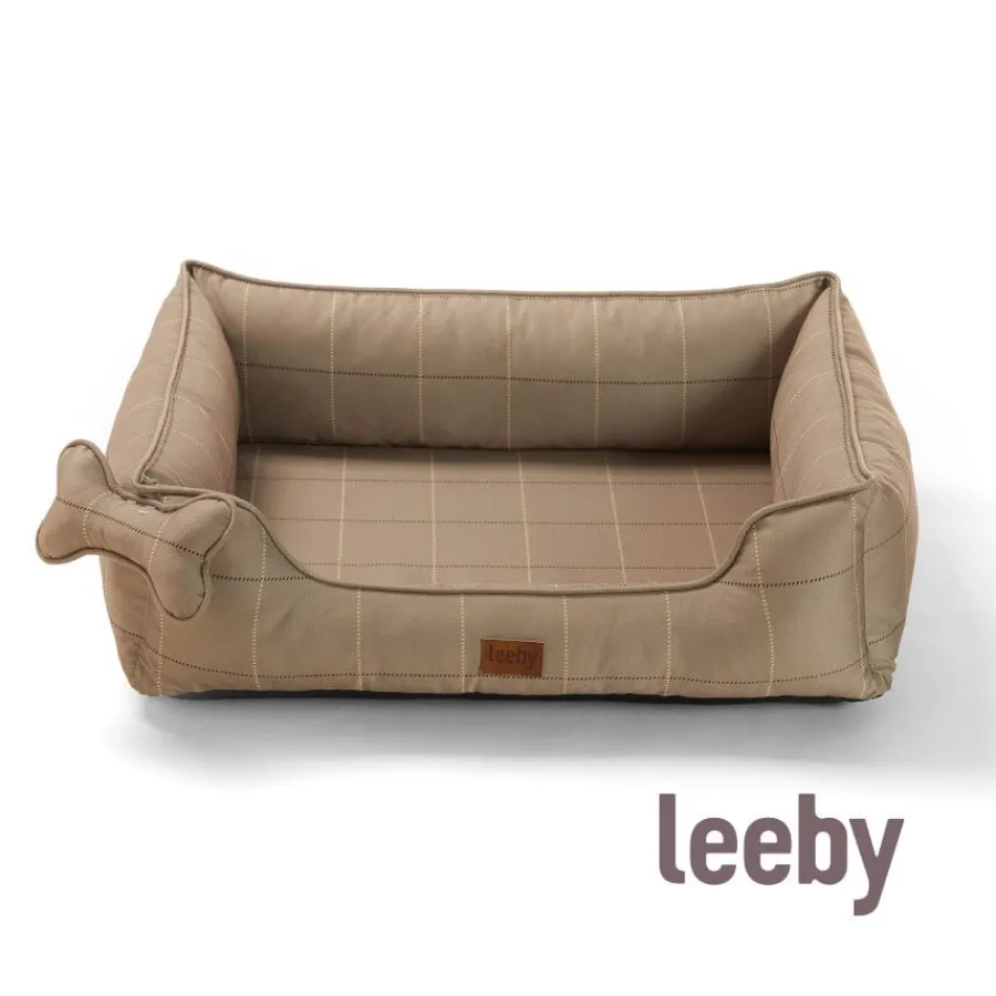 Leeby cama viscoelástica marrón rayas para perros New