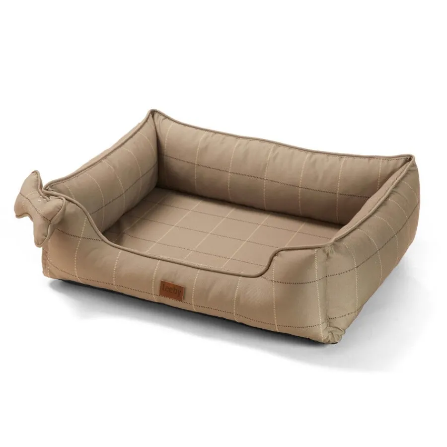Leeby cama viscoelástica marrón rayas para perros New