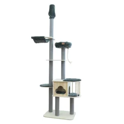 Leeby Cloud Collection torre rascador de techo con cama y juguete para gatos New
