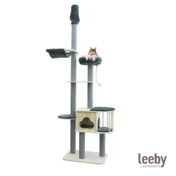 Leeby Cloud Collection torre rascador de techo con cama y juguete para gatos New