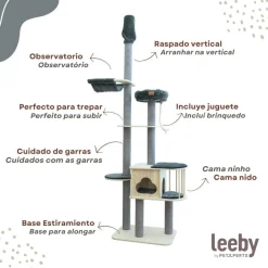 Leeby Cloud Collection torre rascador de techo con cama y juguete para gatos New