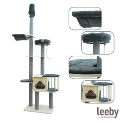 Leeby Cloud Collection torre rascador de techo con cama y juguete para gatos New