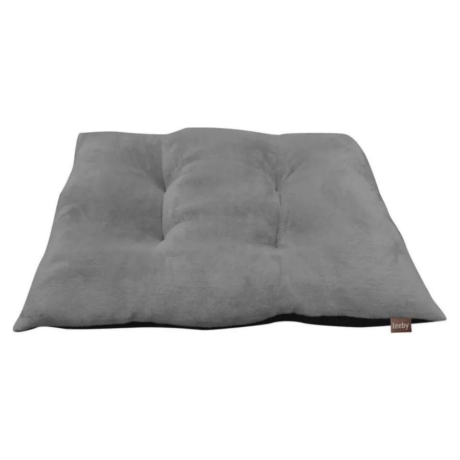 Leeby Cojín Acolchado de Terciopelo Gris para perros Discount