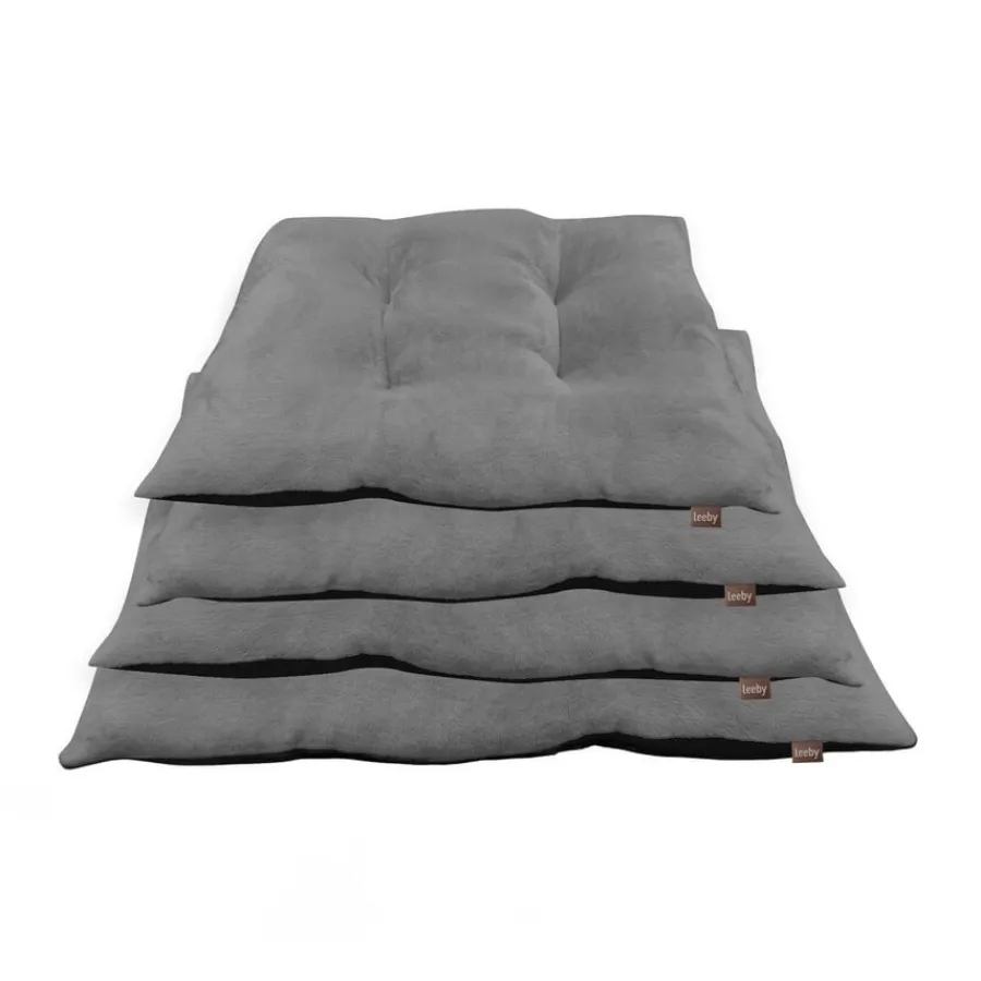 Leeby Cojín Acolchado de Terciopelo Gris para perros Discount