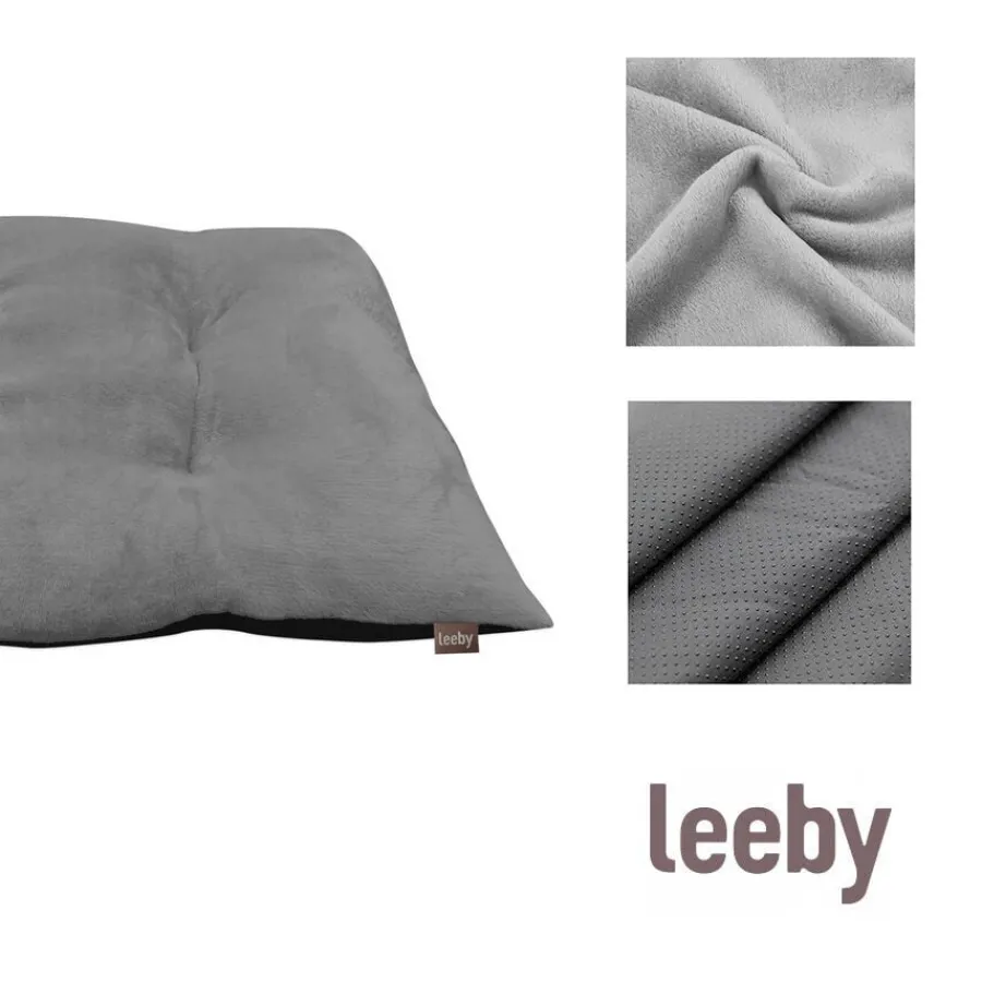 Leeby Cojín Acolchado de Terciopelo Gris para perros Discount
