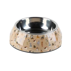 Leeby comedero acero inoxidable estampado marrón para perros Outlet