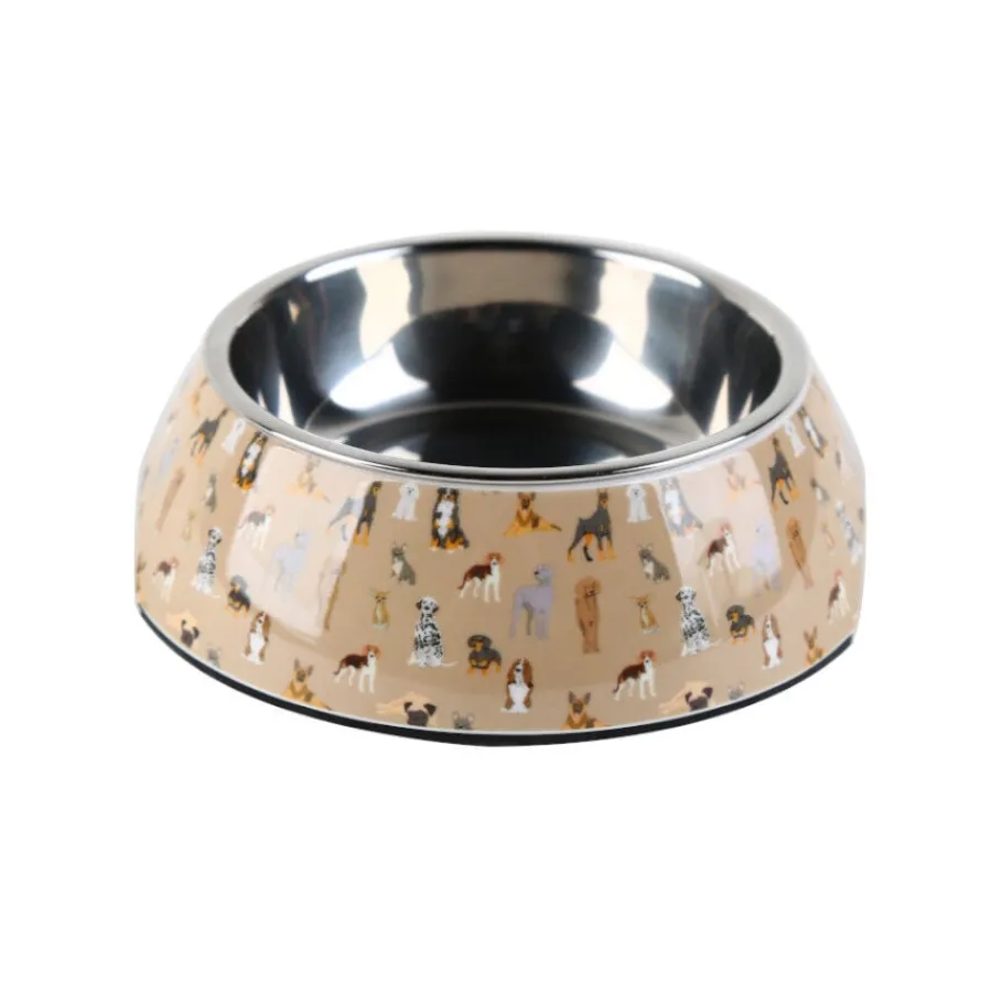 Leeby comedero acero inoxidable estampado marrón para perros Outlet