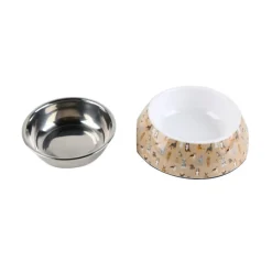 Leeby comedero acero inoxidable estampado marrón para perros Outlet