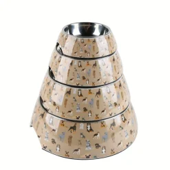 Leeby comedero acero inoxidable estampado marrón para perros Outlet