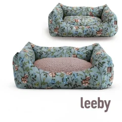 Leeby Cuna Desenfundable Turquesa de Flores para perros Online