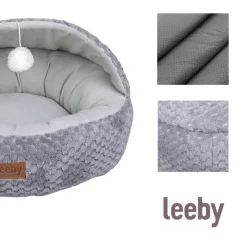 Leeby Cuna Gris y Blanco con Juguete para gatos