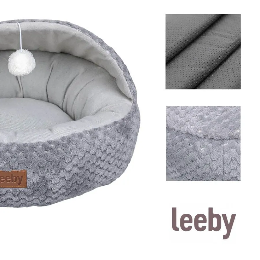 Leeby Cuna Gris y Blanco con Juguete para gatos