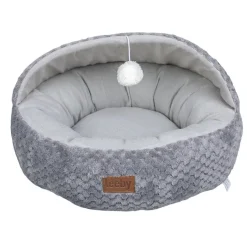 Leeby Cuna Gris y Blanco con Juguete para gatos