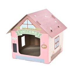 Leeby Hattie casita rascador de cartón rosa para gatos Best
