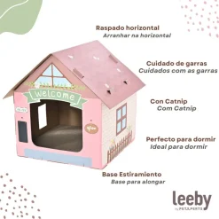 Leeby Hattie casita rascador de cartón rosa para gatos Best