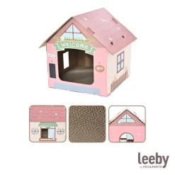 Leeby Hattie casita rascador de cartón rosa para gatos Best