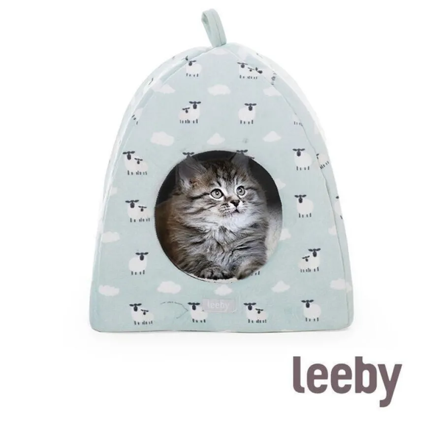 Leeby Iglú Desenfundable Blanco con Ovejitas para gatitos Best