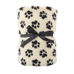 Leeby Manta de Lana con Estampado de Huellas para perros Discount